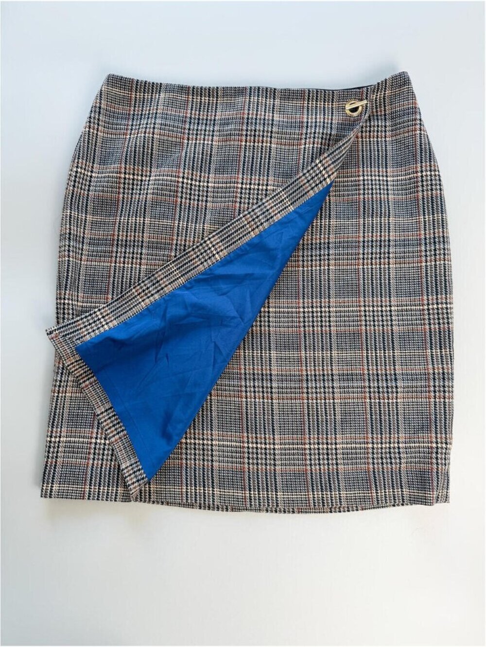 Calvin Klein Plaid Mini Skirt, Pre-Loved Wool Blend, 90s, High Waist Skirt Sz 14